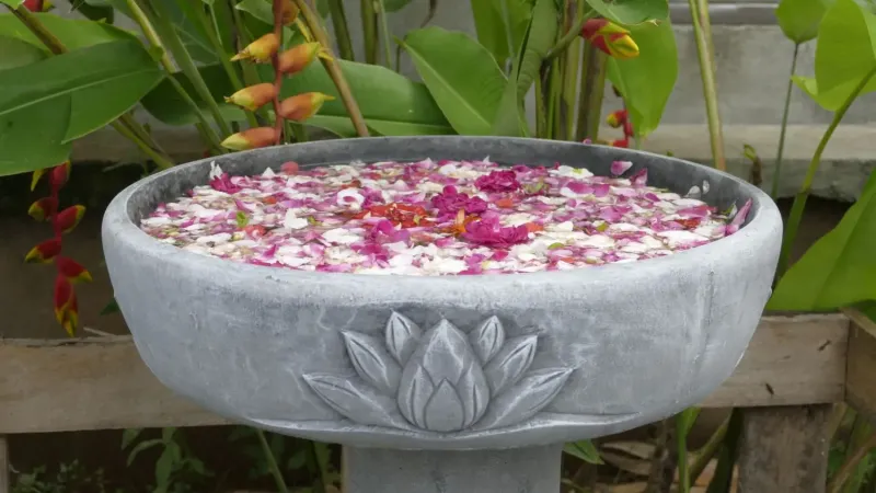 Bandung - Schale mit Lotosmotiv, einzelne Blüte, Ø 50 cm | Steinguss 